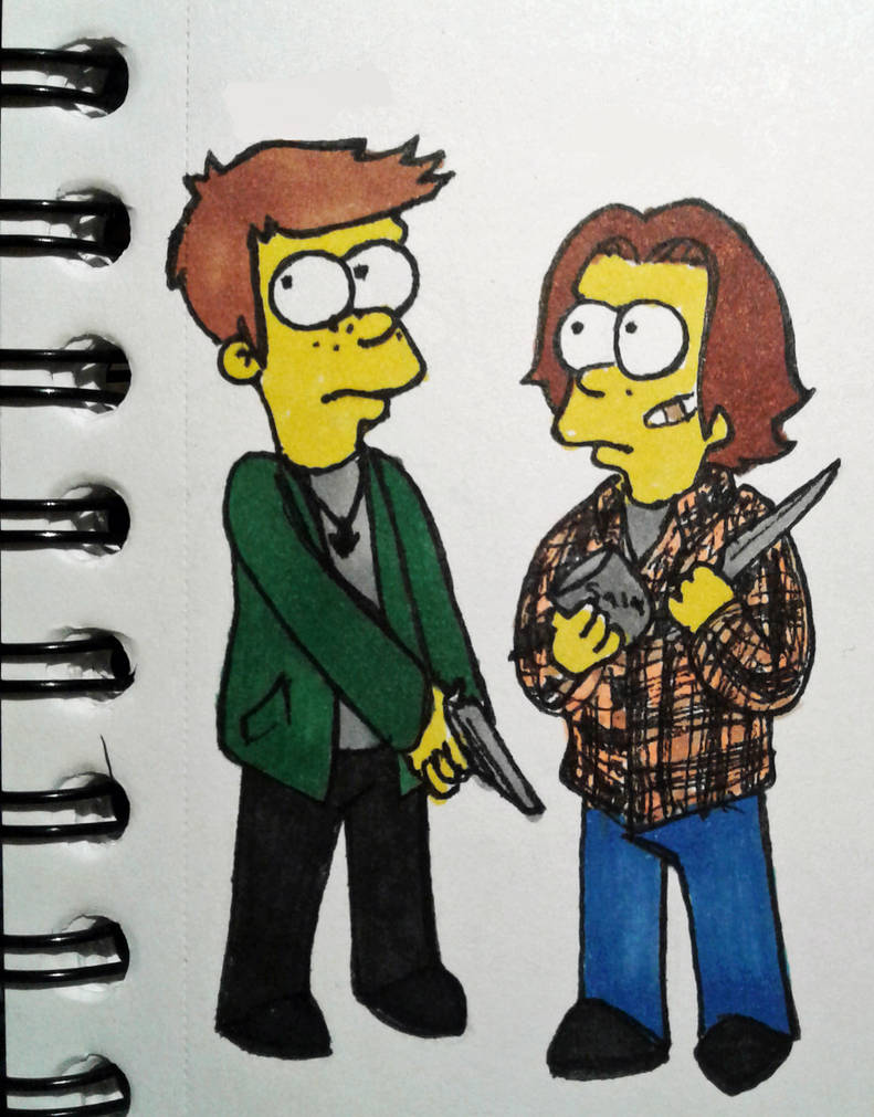 Sam Simpsons Deviantart Sam and Dean~ Simpsons style! by Ikatsui129 on DeviantArt