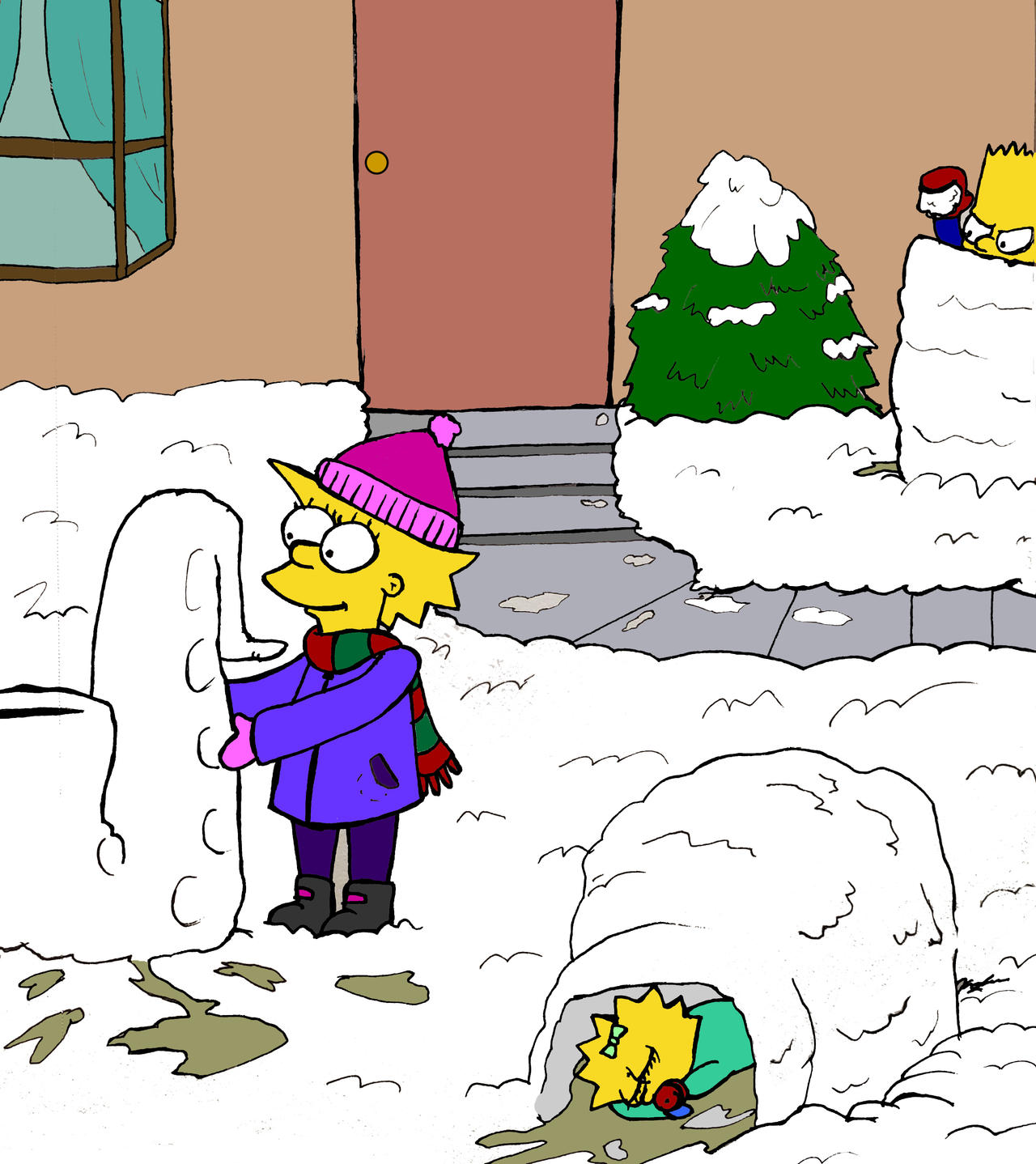 Simpsons kids snowday! by Ikatsui129 on DeviantArt