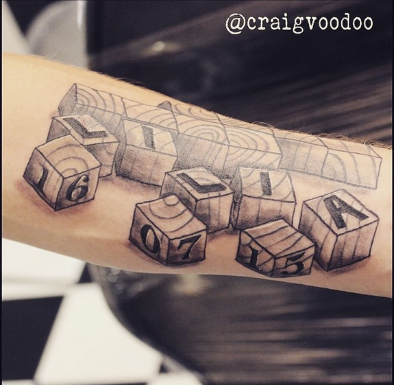 Wooden block name tattoo by grandevoodoo on DeviantArt Wooden block name tattoo by grandevoodoo on DeviantArt