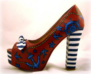 handpainted rockabilly nautical striped heels