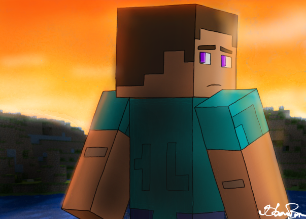 Minecraft Steve sunset art by SteveBriney on DeviantArt