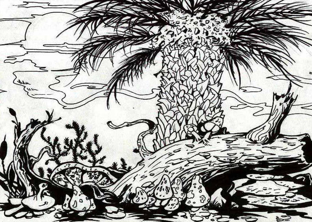 Forest Comic Ink Prehistoric Forest Ink Sketch by darkriddle1 on DeviantArt