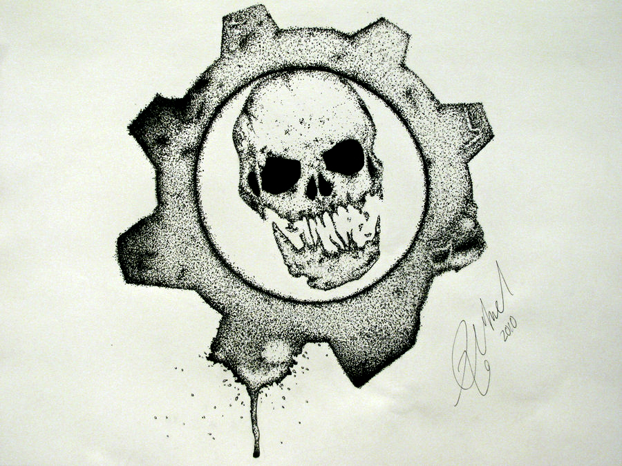 Gears of War Stipple Art