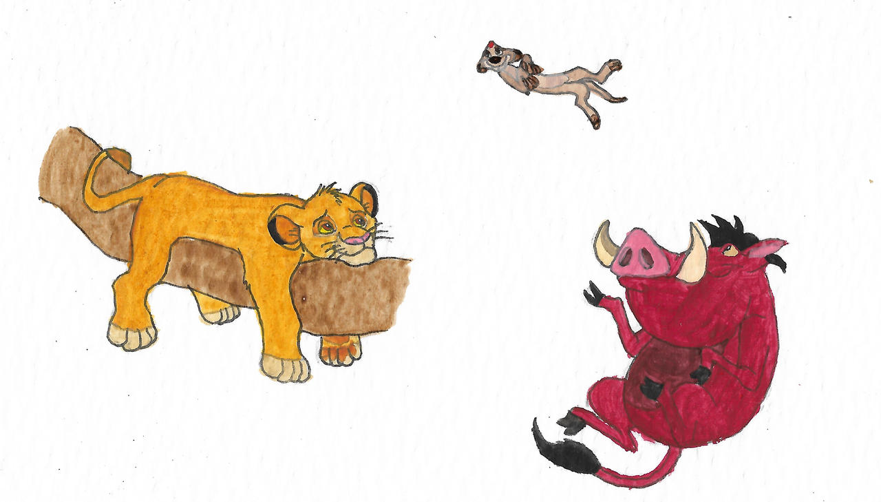 Timon, Pumbaa, and Simba by brazilianferalcat on DeviantArt