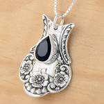 Spoon Pendant w Black Spinel by metalsmitten