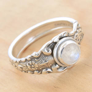 Spoon Ring with Rose-cut Moonstone