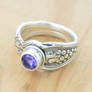 Spoon Ring with Grapes and Amethyst