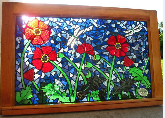 Poppies dragonflies mosaic