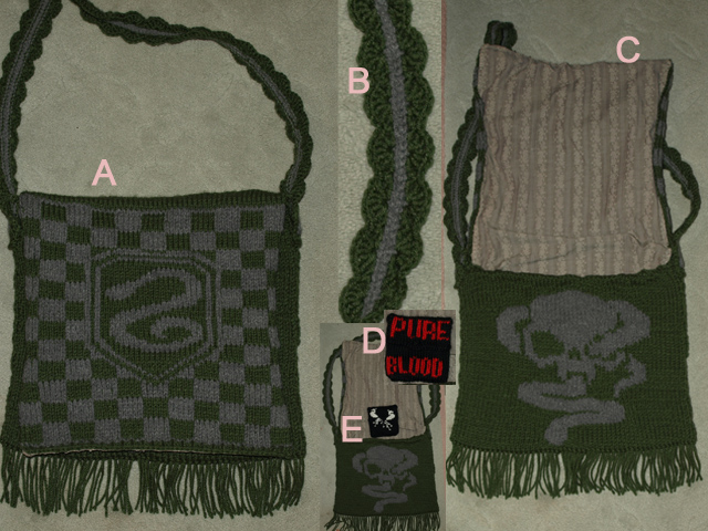 Knitted Slytherin Bag