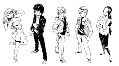 R.u.N. Main Characters B+W by Mangatellers