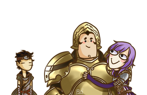 Purple boyo, noodle swordsman and armored dad