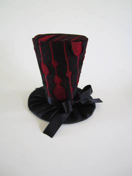 Black and Red Pinstripe Mini Top Hat