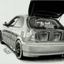 Honda Civic 6 Tuning Realistic Car Drawing