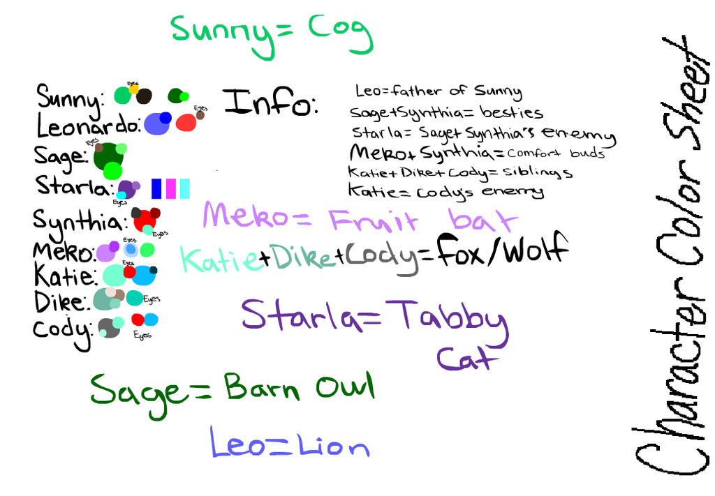 Character Color Sheet by D3mon1cFox on DeviantArt