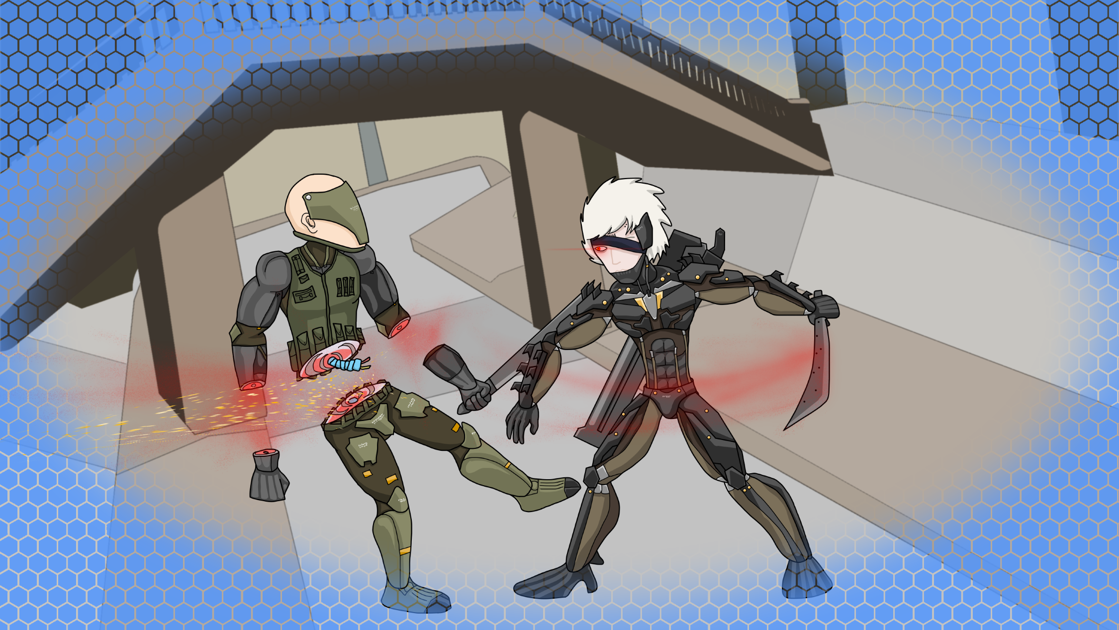 Cyborg Blood Raiden Metal Gear Rising Raiden vs Cyborg by RichTheSpriter on DeviantArt
