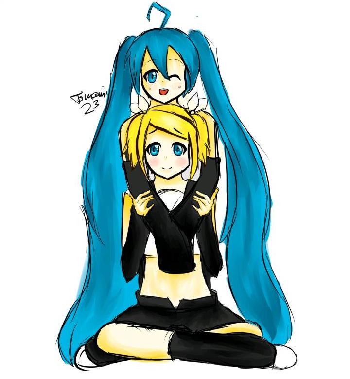 Miku and Rin by Tomomi23 on DeviantArt