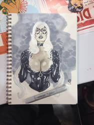 Black Cat bust drawing by Chad Spilker