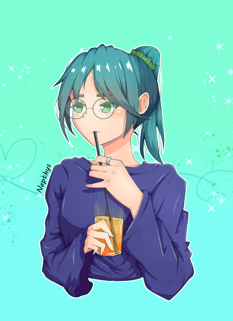 Anime Girl Drinking Orange Juice by NepthysArts on DeviantArt