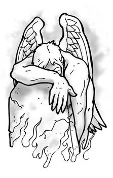 Angel Weeping Tattoo Flash