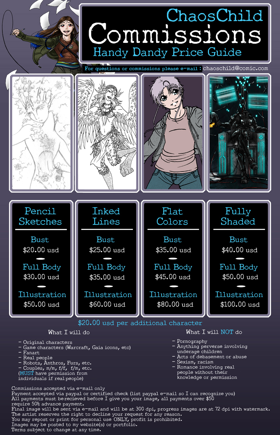 Commission Price Guide