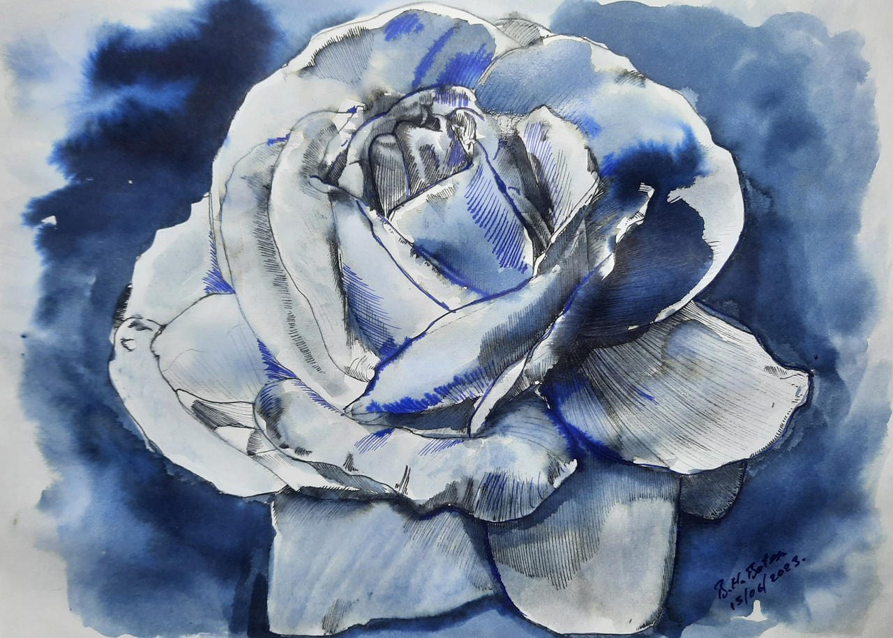 Ink wash rose by Thirstyrover on DeviantArt