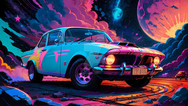 80s anime retro color paint car #1