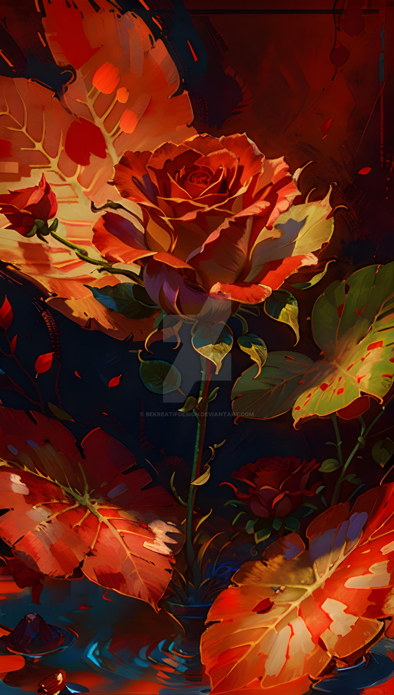 fantasy art flower red rose painting colour #1 by bekreatifdesign on ...