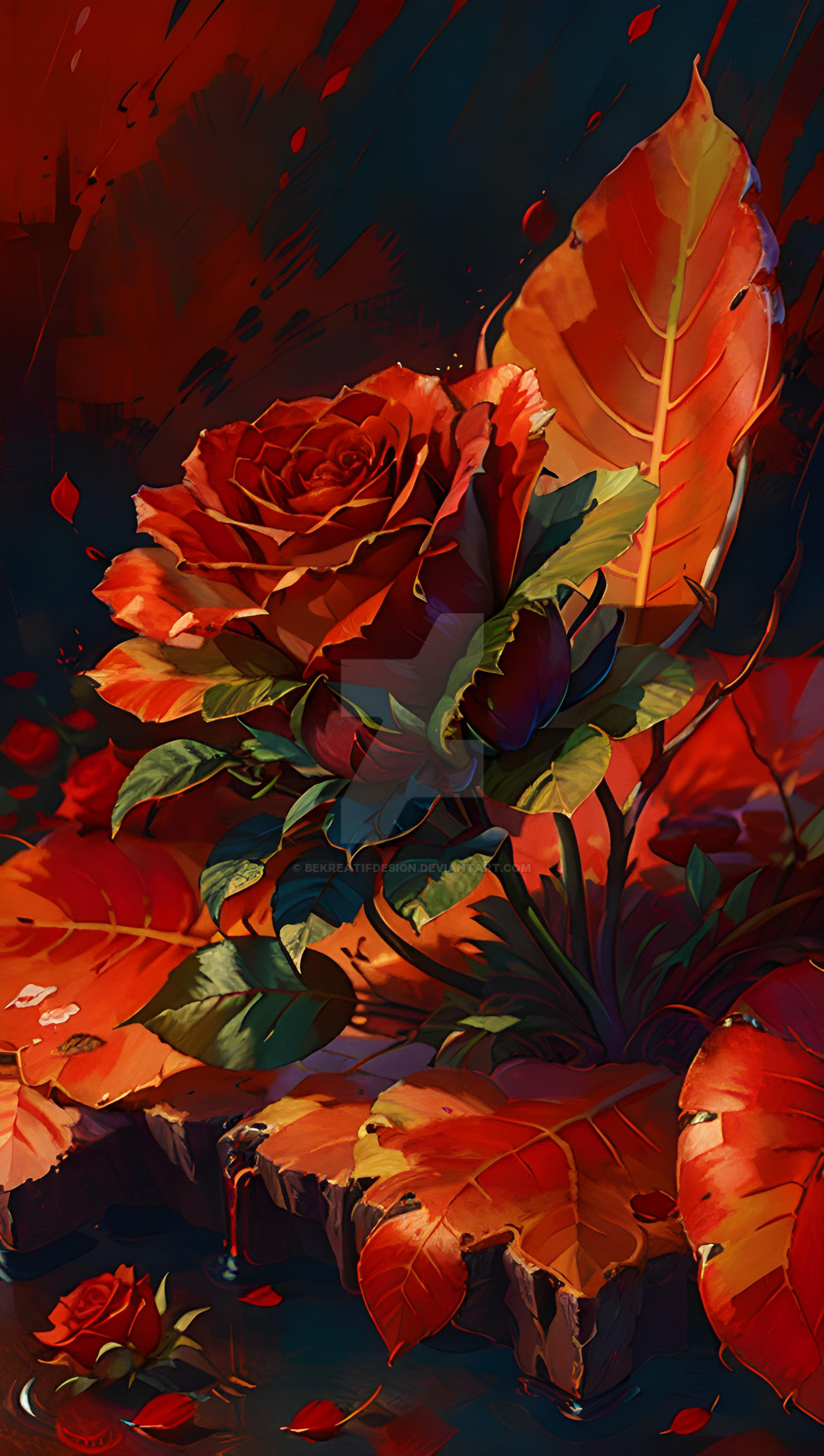 Fantasy Library Art Roses fantasy art flower red rose painting colour #4 by bekreatifdesign on ...
