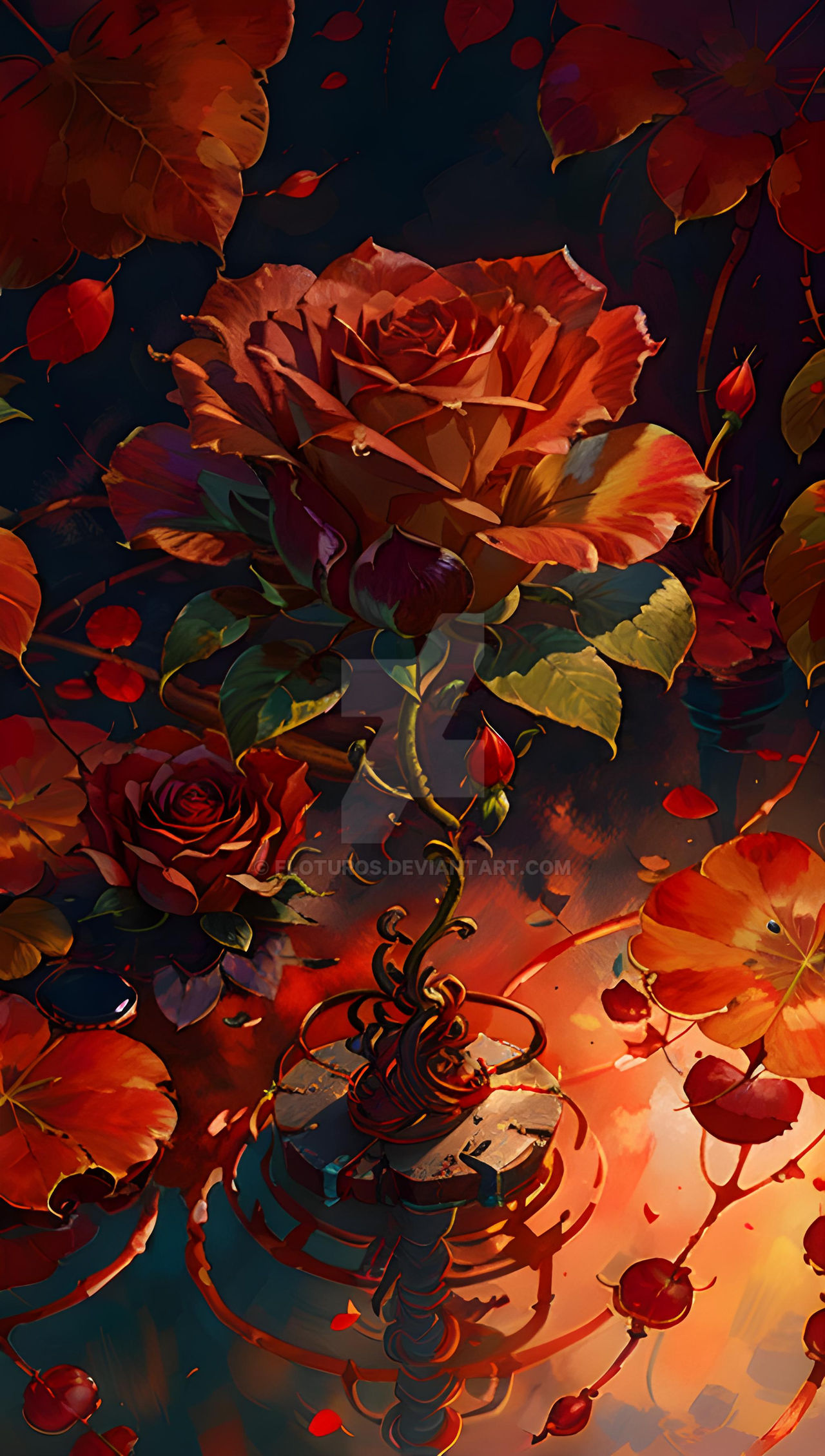 fantasy art flower red rose painting colour #5 by Floturos on DeviantArt