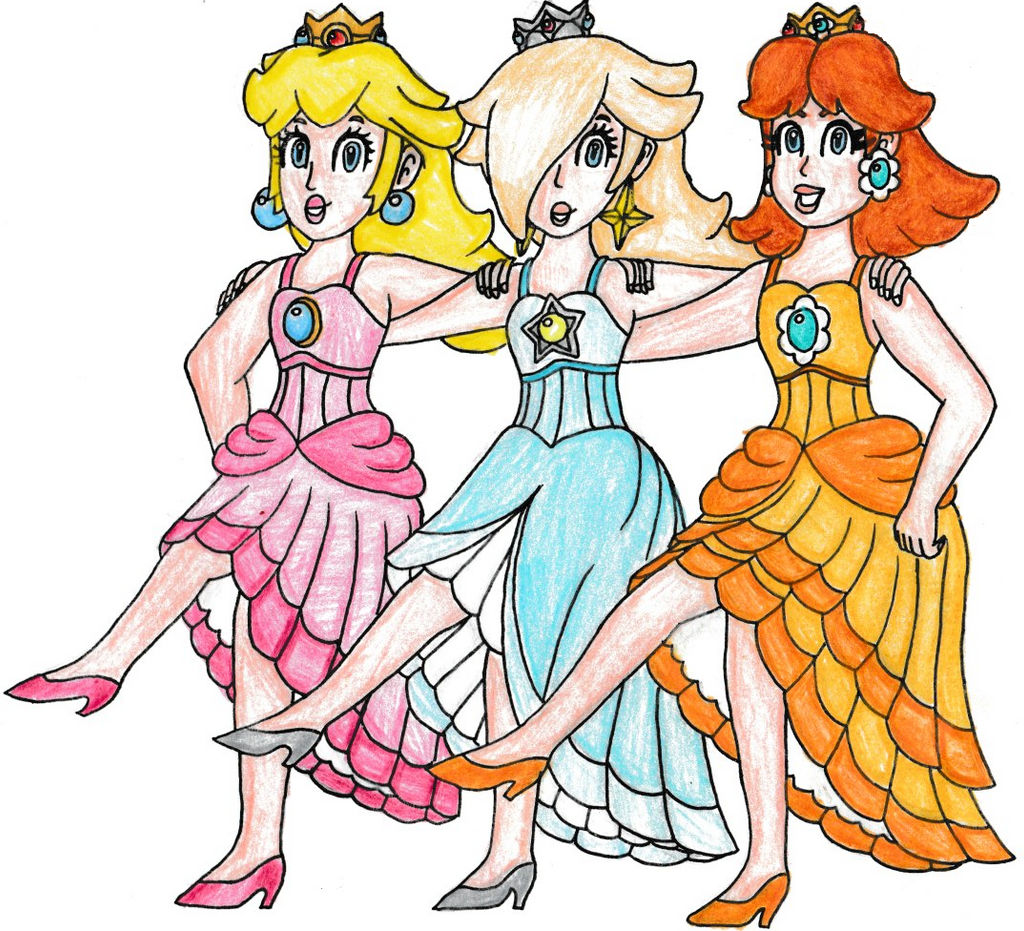 Peach, Daisy and Rosalina CanCan Dresses by BBQTurtle on DeviantArt