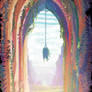 Floral passage under the birdge with a hanging pot