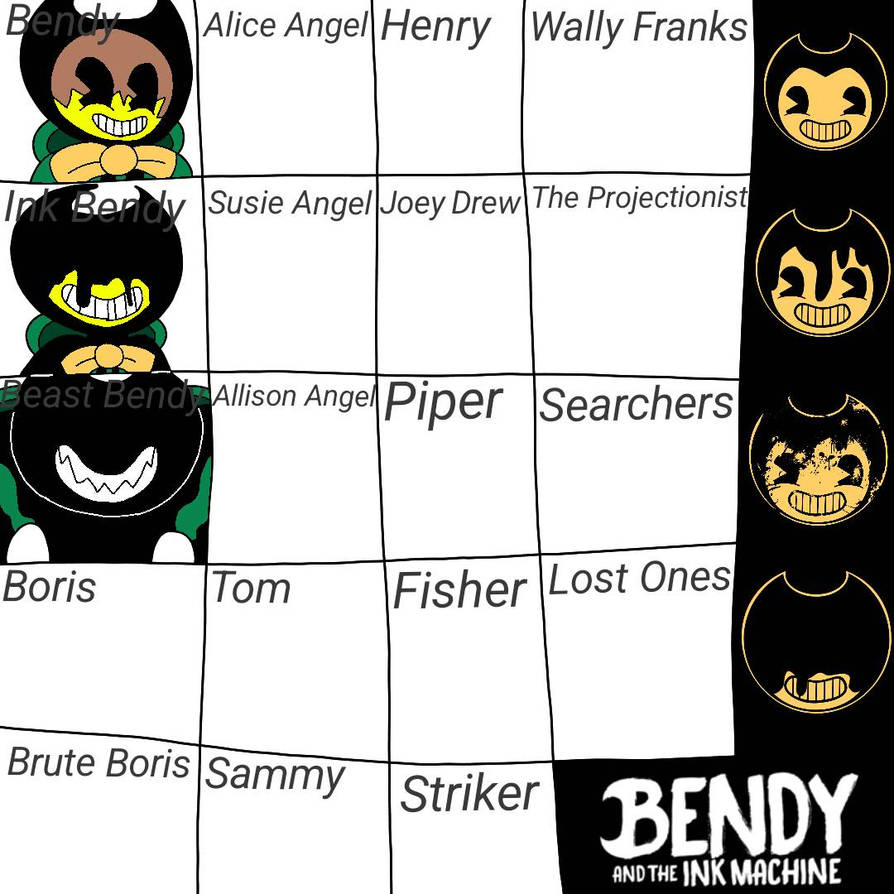 bendy and the ink machine characters Bracket - BracketFights