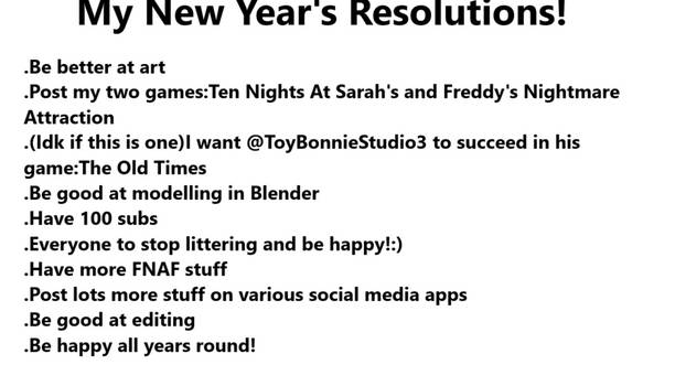 My New Year's Resolutions!