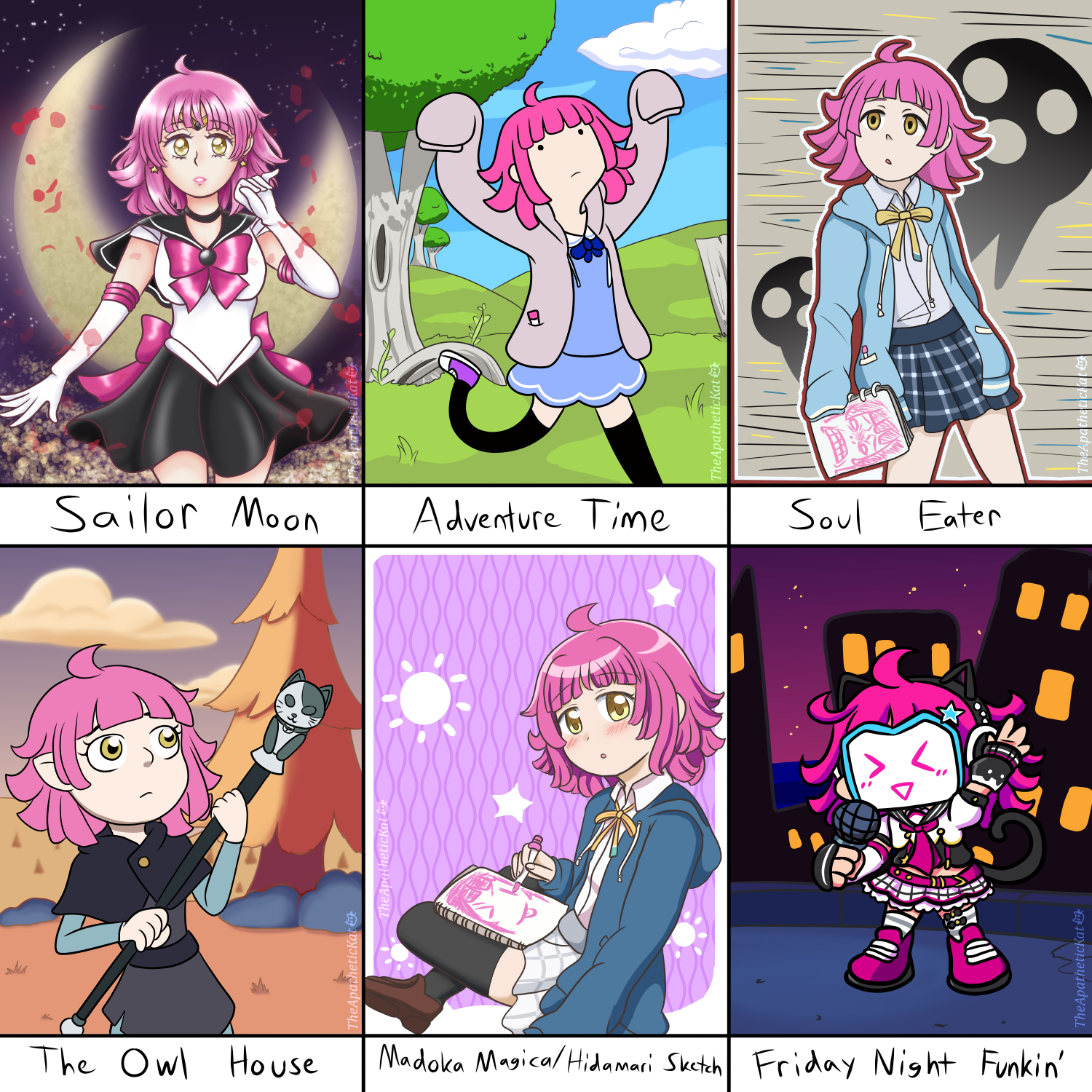 Rina in 6 Art Styles by TheApatheticKat on DeviantArt