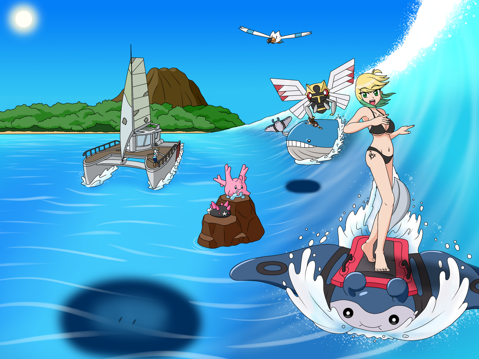 Pokemon Usum Mantine Surfing By Csgamegalaxy On Deviantart