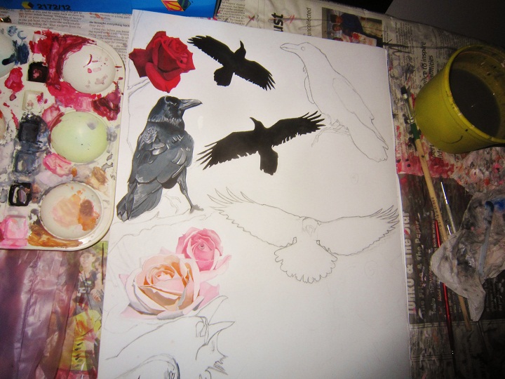 Ravens And Roses in process