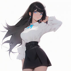Anime White Top, Black Skirt (3)