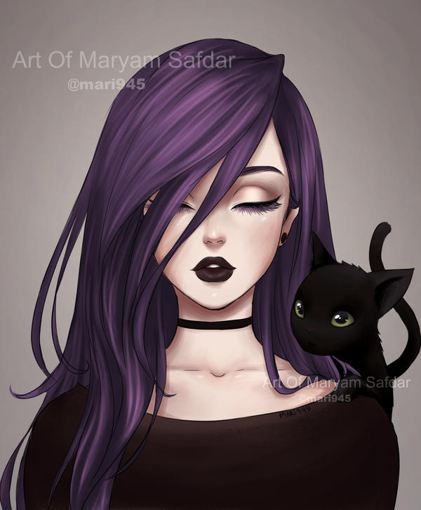 Purple Cat Girl By Mari945 On Deviantart
