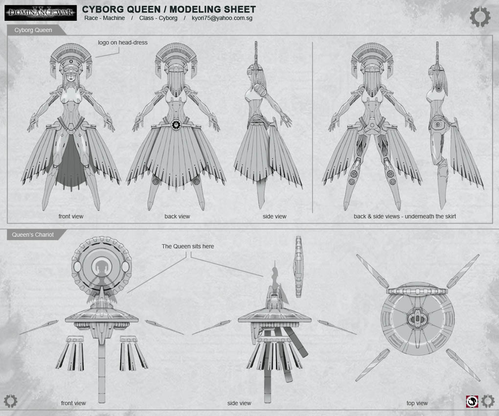 Cyborg Queen - modeling sheet