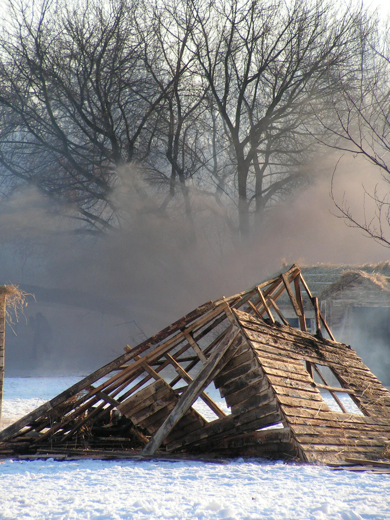 destroyed wooden hut 01