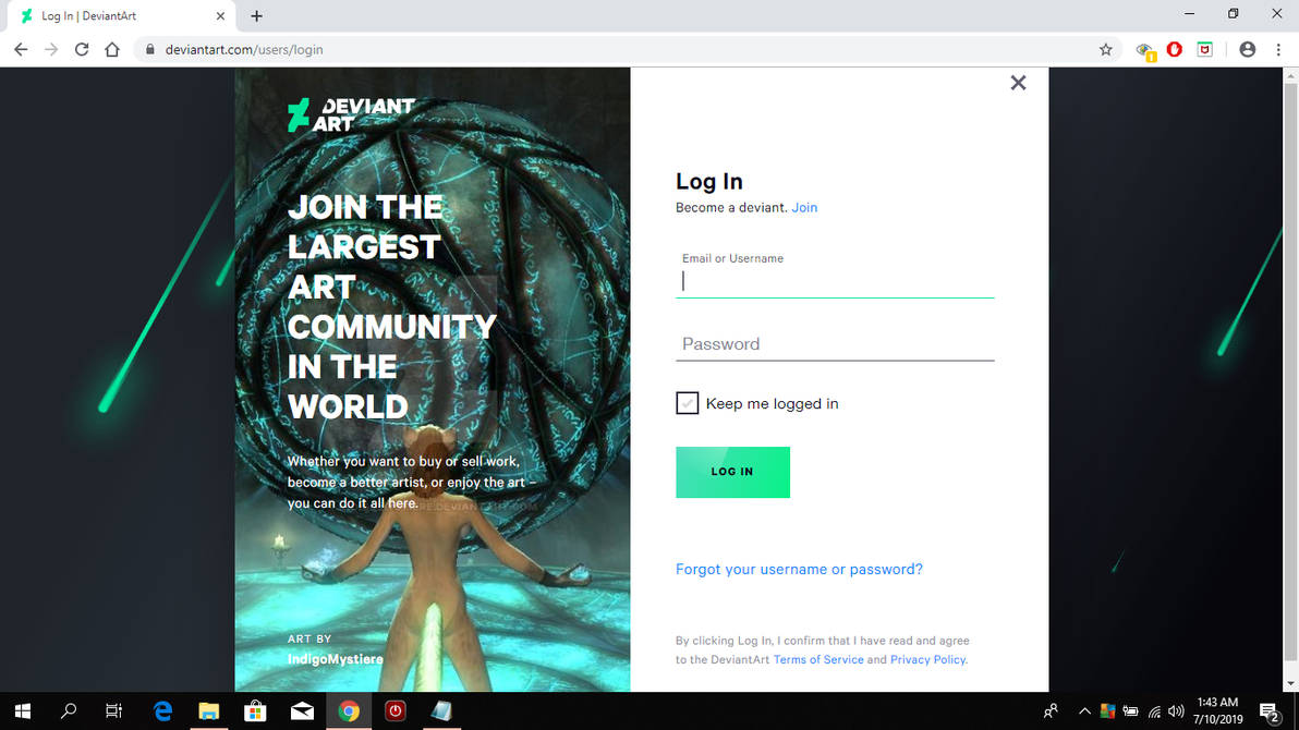Deviantart Login Help My picture was used for the login screen by IndigoMystiere on DeviantArt