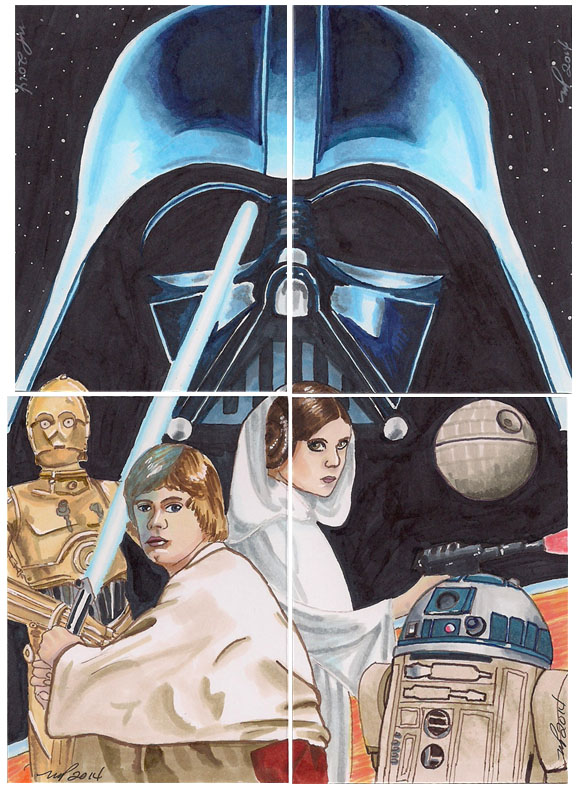 Puzzle Card Star Wars Darth Vader Luke Leia C3PO