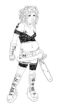 . chainsaw girl . to color .