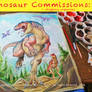 Dinosaur watercolor commissions open.