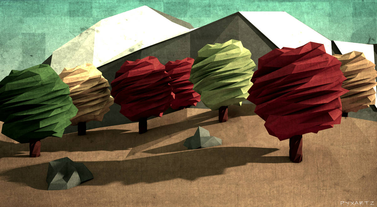 Low Poly Autumn Trees. by pyxArtz