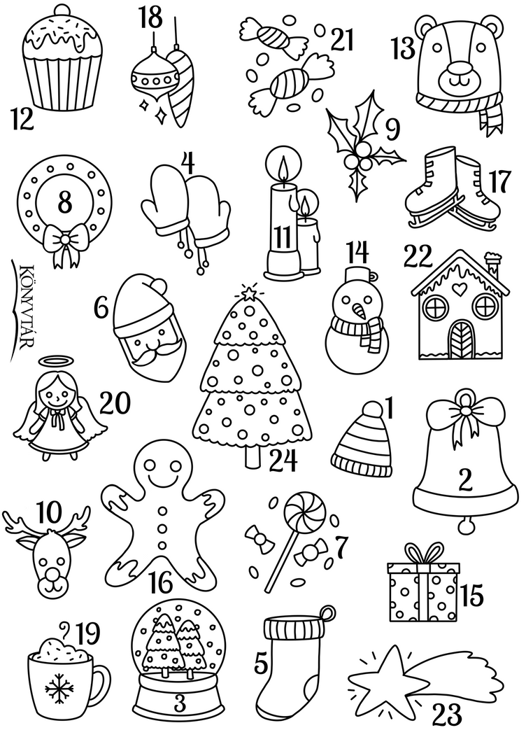 Christmas Advent Calendar Colouring Page by wildgica on DeviantArt