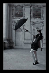 Playing with umbrella