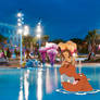 Tarzan and hippo in the big blue pool