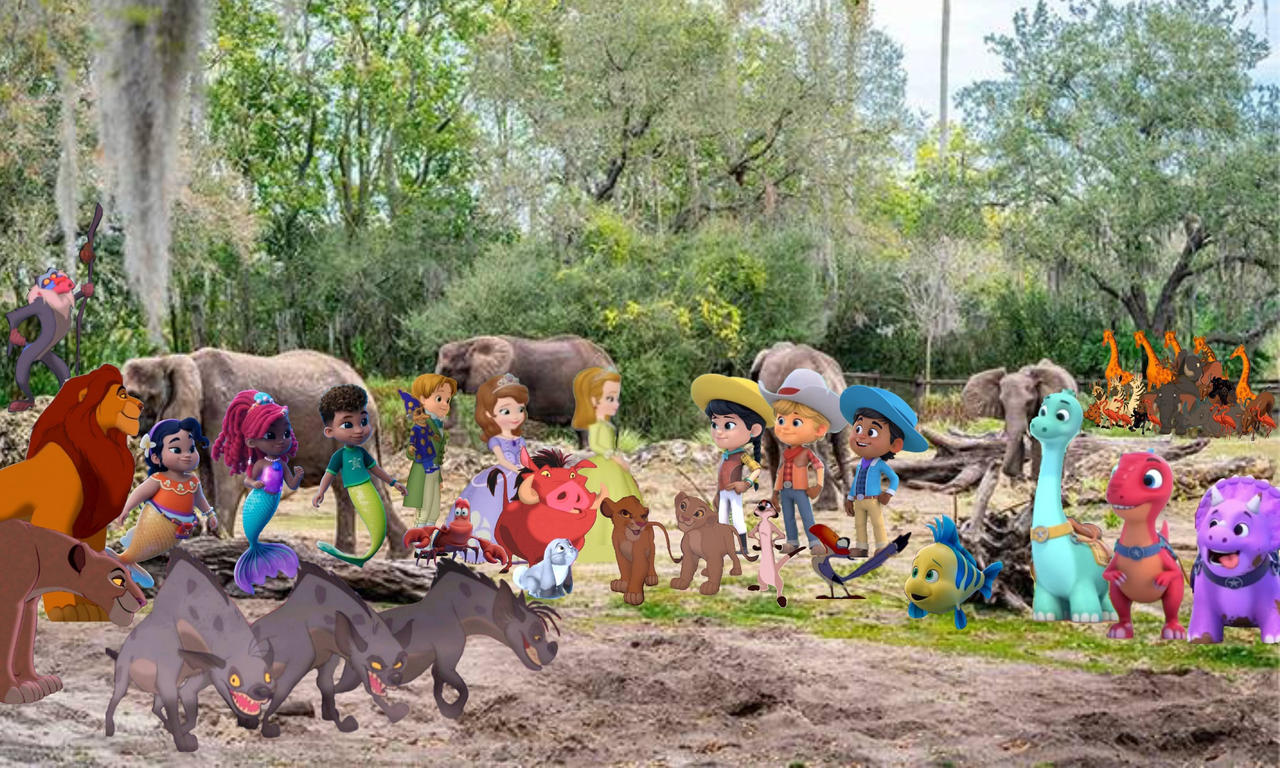 Simba and his friends with the elephants by danielandresrojas on DeviantArt