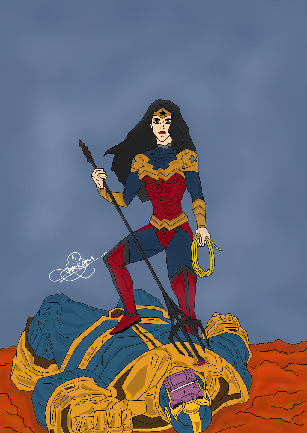 Wonder Woman vs Thanos By Kbs by koushikshuvo on DeviantArt